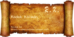 Radek Kálmán névjegykártya